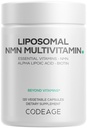 Codeage Liposomal NMN Multivitamin Supplement – NMN 500 mg Nicotinamide Mononucleotide with Vitamins A, C, D3, E, K2, B-Complex - Alpha Lipoic Acid, TMG Betaine – Non-GMO – 120 Capsules