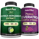 Nutrivein Premium Citrus Bergamot & Resveratrol Supplement Bundle: Resveratrol & 25:1 Citrus Bergamot Supplement for Vitality, Repair, & Circulatory Wellness