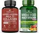 Υγιής ευεξία Super-Absorb Multi Collagen Χάπια (Type I II III V X) Βιολογικά Βότανα και Βιοπερίνη + Ολόκληρη διατροφή Πολυβιταμίνη για τις γυναίκες - Φυσικές Πολυ Βιταμίνες, Ορυκτά, Βιολογικά Εκχυλίσματα Bundle