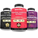 Nutrivein Premium Shilajit Capsules, Fadogia Agrestis, & Resveratrol Supplement Bundle: High-Absorption Resveratrol Capsules, Fadogia Agrestis, and Shilajit for Women and Men Power Bundle