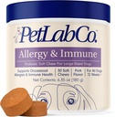 PetLab Co. Αλλεργία & ανοσοποιητικά καθημερινά προβιοτικά για σκύλους. Υποστηρίζει την παραγωγή ζύμης, εποχικές αλλεργίες, διαλείπουσα φαγούρα, κόκκαλο & Digestive υγεία για μεγάλα σκυλιά - 30 μάσημα - Συσκευασία μπορεί να Vary