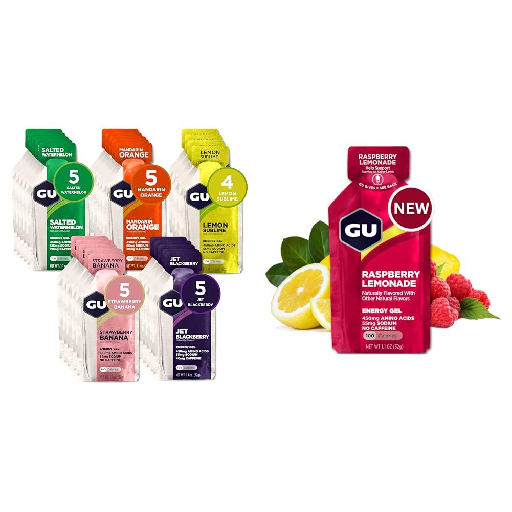 GU Energy Original Sports Nutrition Energy Gel, Vegan, Gluten-Free, Kosher & Original Sports Nutrition Energy Gel, 8-Count, Vegan, Gluten-Free, Kosher, and Dairy