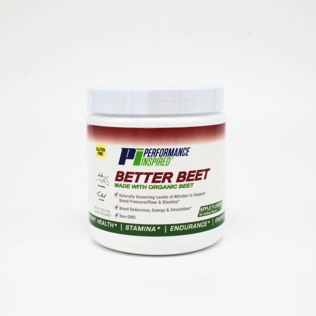 PERFORMANCE INSPIRED Nutrition Better Beet Powder – 100% Organic Beet – Boost Nitric Oxide – All-Natural Clean Energy – Boost Endurance – Gluten-Free – Non-GMO – Apple Flavor – 30 Servings