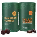 Bundle of Himalayan shilajit &Mushroom Gummies Supplement – 3000 mg shilajit, Lions Mane Reishi, Cordyceps, no Added Sugar, lab Tested, 75%+ fulvic Acid, 92+ Minerals,One Supplement(1 Package).