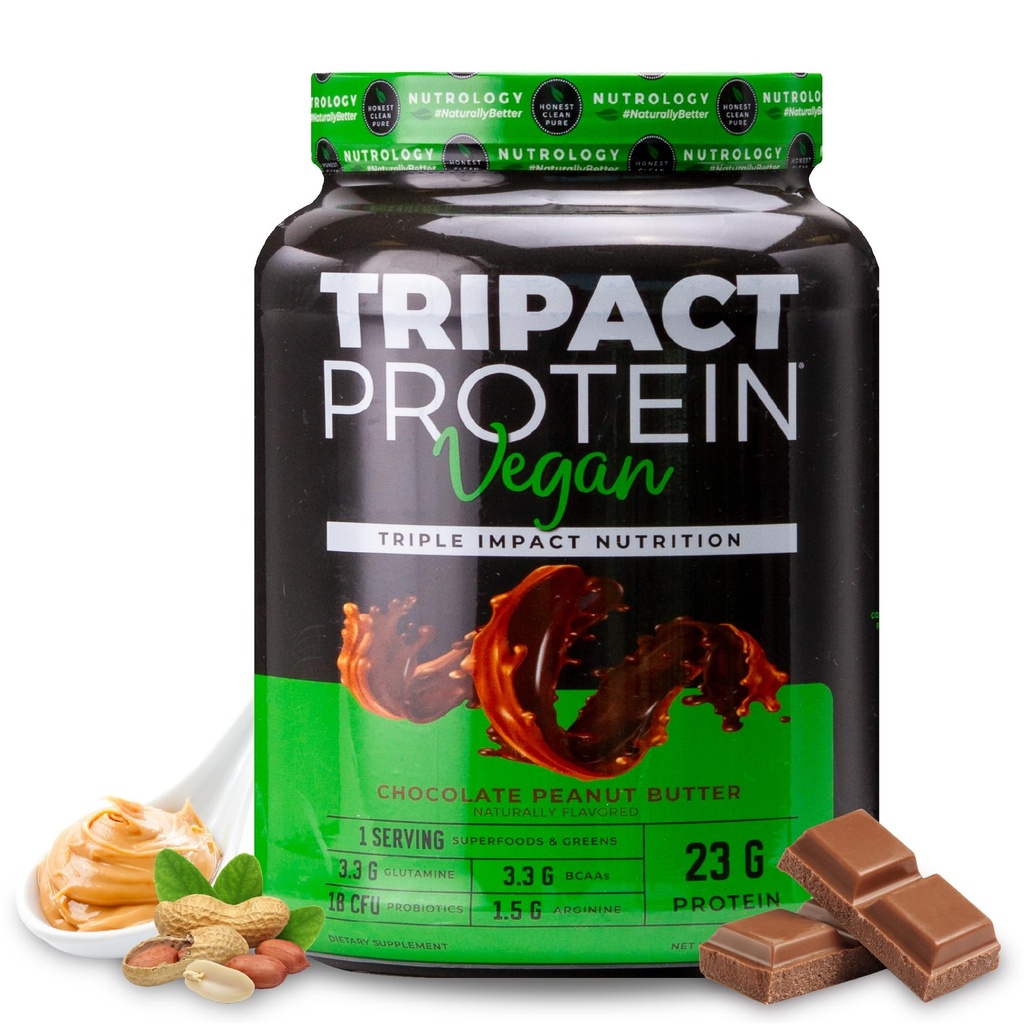 Nutrology TRIPACT Vegan Protein Pea, Rice & Pumpkin Protein, BCAAs & Glutamine Plant-Based Meal Replacement Shakes for Mus Recovery & Immunity, Σοκολάτα Φυστικοβούτυρο, 20 Σερβιέτες