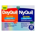 Vicks, DayQuil and NyQuil Severe Co-Pack, Cold and Flu Medicine, Powerful Relief for Headache, Fever, Sore Throat, Minor Aches and Pains, Congestion, Sinus Pressure, Stuffy Nose, 48 LiquiCaps