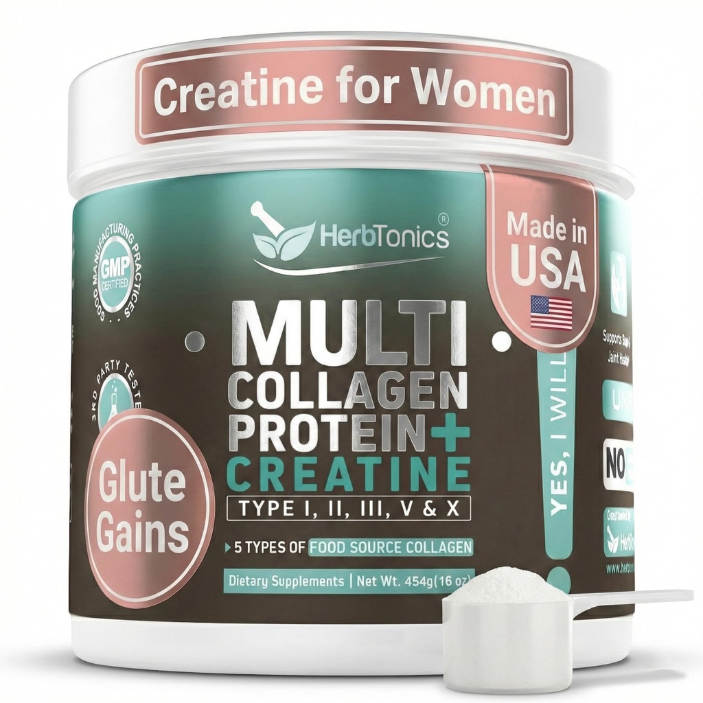 Ζιζανιοκτόνα Creatine for Women 5000mg Creatine Monohydrate + Multi Collagen Protein Powder (Type I, II, III, V, X) – Lean Muscle, Recovery & Skin Support – Grass-Fed, No Bloat, Unflaved – 30 Services