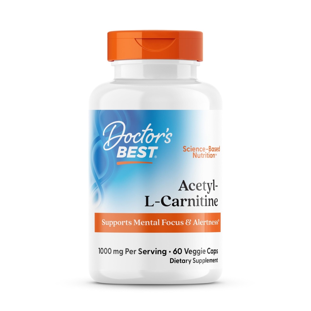 Doctors Best Acetyl-L-Carnitine 1000 mg Per Serving - Acetyl L Carnitine Supplement for Men & Women, Supports Brain & Nerve Cell Function, Mental Focus, Helps Generate Cellular Energy - 60 Veg Caps