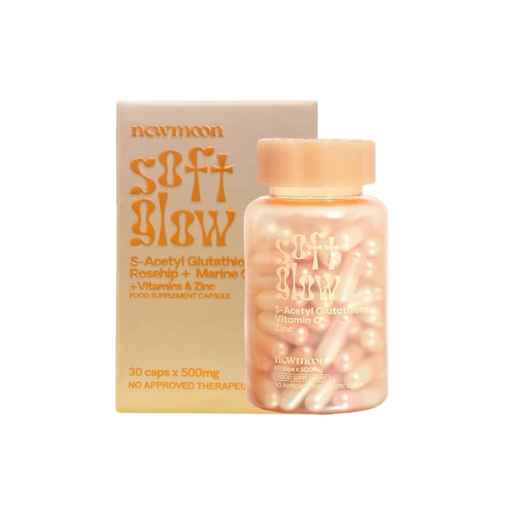 New Moon by Dear Face Soft Glow – S-Acetyl Glutathione + Rosehip + Marine Collagen + Vitamins & Zinc – Food Supplement - 60 Capsules