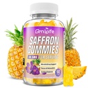 Saffron Gummies for Kids & Adults, 10-in-1 Saffron Supplements with 88.5mg Saffron Extract Support Calm Mind & Focus & Zzz, Sugar Free, Pineapple Flavor, 60 Count