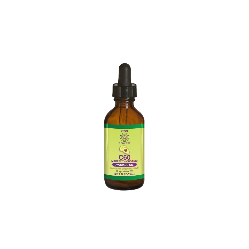 C60 Power C60 in Organic Avocado Oil - Natural Wellness Support for Men & Women, 99,99% Pure Carbon Fullerenes, Προωθεί την ενέργεια, τη διανοητική καθαρότητα, & Stamina - 2 fl oz μπουκάλι