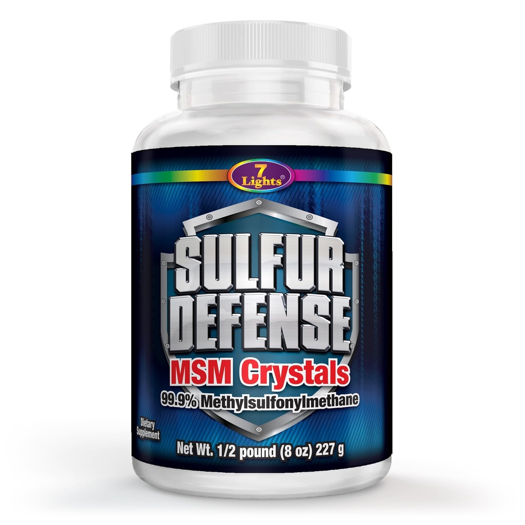 7 Lights Sulfur Defense Opti-MSM 99.9% Pure MSM Powder | Dietary Supplement for Joints, Skin & Immune Support – Organic Methylsulfonylmethane Crystals, Vegan, Non-GMO, Gluten-Free – Made in USA 8oz