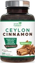 Ceylon Cinnamon Capsules - 100% Extra Strength Cinnamon Pills - Certified Organic Ceylon Cinnamon Powder - Energy & Heart Support - Gluten Free & Sugar Free Supplement - Bottled in USA - 120 Capsules