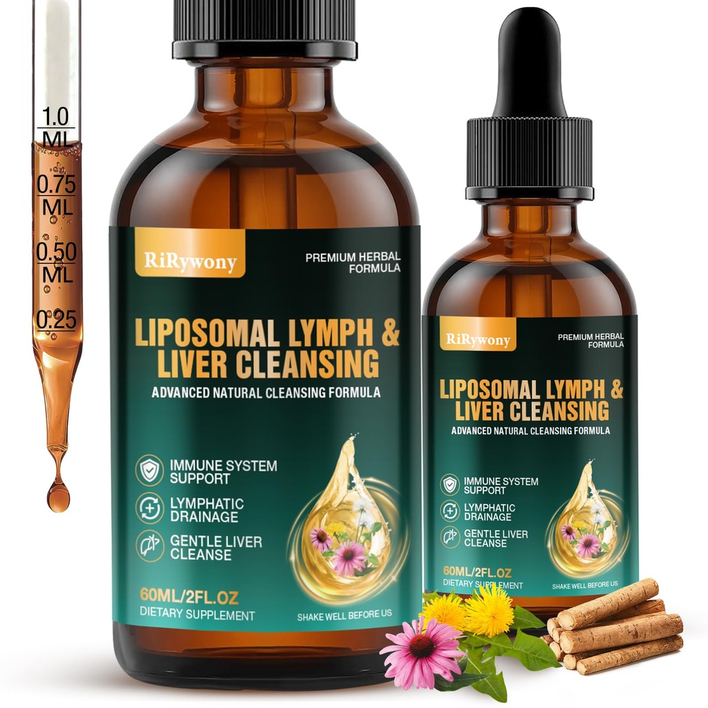 Lymphatic Drainage Supplements for Lymphatic,24-in-1 Lungs & Liver Cleanse Detox Repair | Rich in Echinacea, Artichoke, Burdock Root, Elderberry 2 fl oz