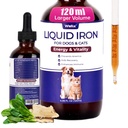 4oz Liquid Iron Supplement for Cats&Dogs-Vitamin B12&C-Cat Anemia Supplements, Hemoglobin Support,Lethargy,Pregnant Cat&Dog Essentials,Kitten & Puppy Supplements-Large Volume
