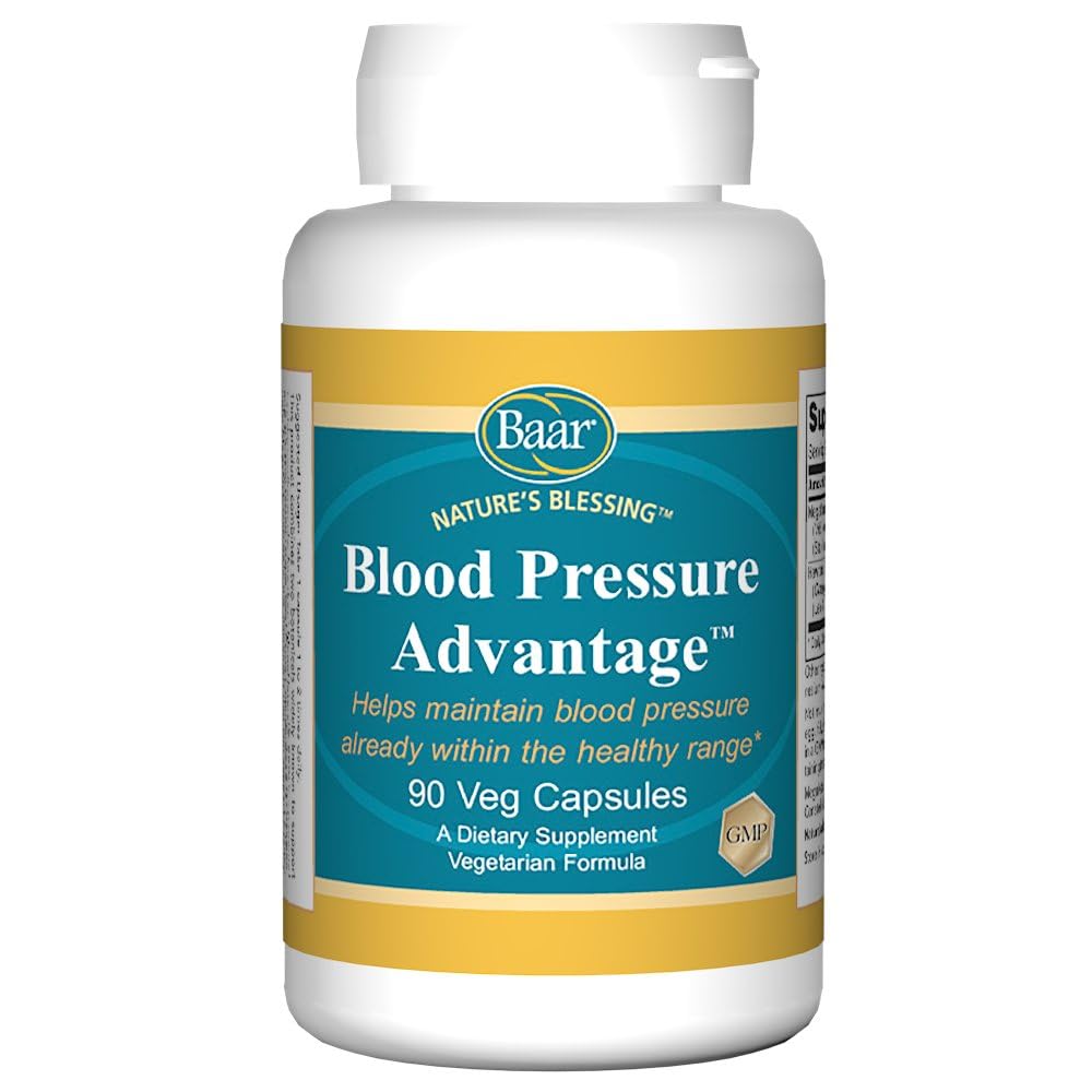 Baar Nature’s Blessing Blood Pressure Advantage Capsules, Vegetarian Formula with Antioxidants to Support Arterial Function and Cardiovascular Health, Grape Seed & Hawthorn Extracts, 90 per Bottle