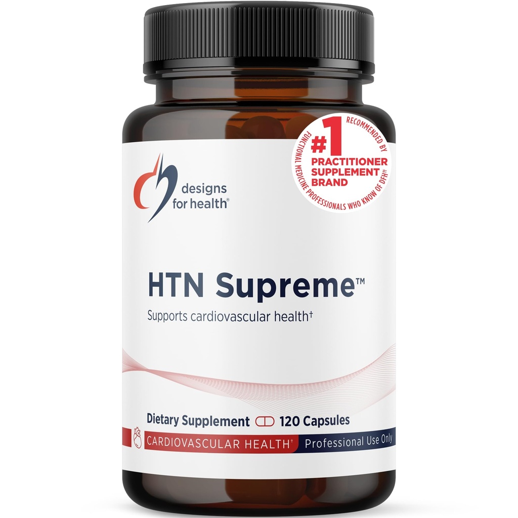 Designs for Health HTN Supreme - Cardiovascular Support with Bonito + Grape Seed Extract Supplement Designed to Help Promote Healthy Blood Pressure (120 Capsules)