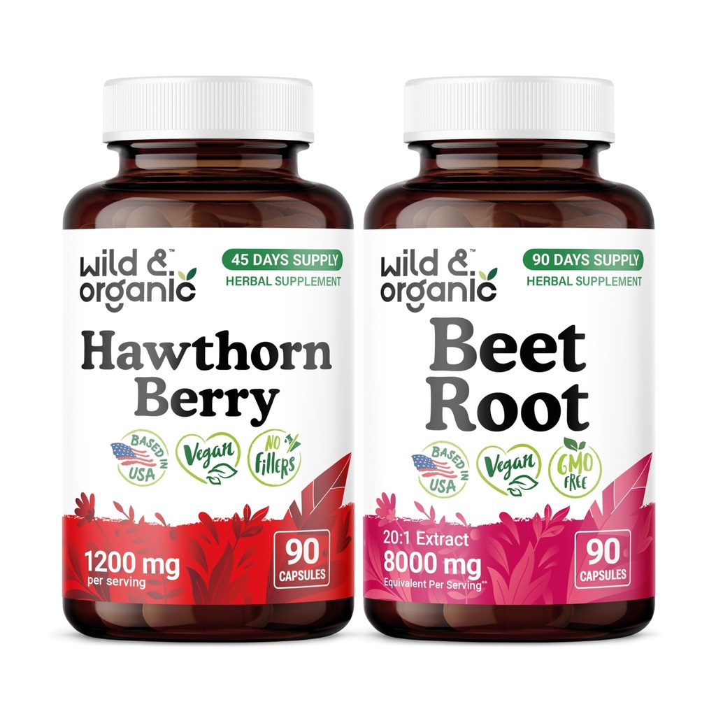 Wild & Organic Hawthorn Berry 90 Capsules & Beet Root 90 Capsules