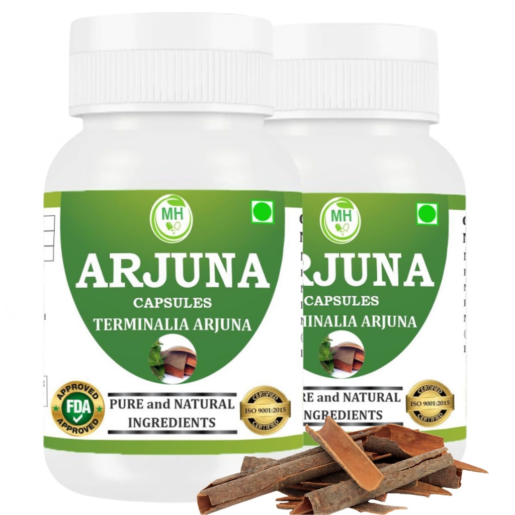 Organic Arjuna Extract Capsules 500mg | Heart Support & Cardiovascular Wellness Supplement | Non-GMO Terminalia arjuna Bark Powder | Supports Normal Lipid Levels & Circulation | 120 Vegan Capsules