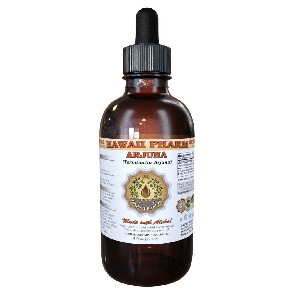 Hawaii Pharm Arjuna Liquid Extract, Arjuna (Terminalia Arjuna) Dried Bark Powder Tincture Herbal Supplement 4 oz