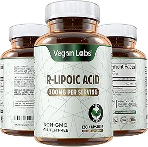 Εργαστήρια Vegan R-Lipoic Acid 300MG, 120 Κάψουλες Vegan- Υποστηρίζει Κυτταρική Ενέργεια και Αντιοξειδωτική Προστασία - Χωρίς γλουτένη, Μη ΓΤΟ, Σταθεροποιημένο R-ALA συμπλήρωμα - 4 Μήνες προσφοράς