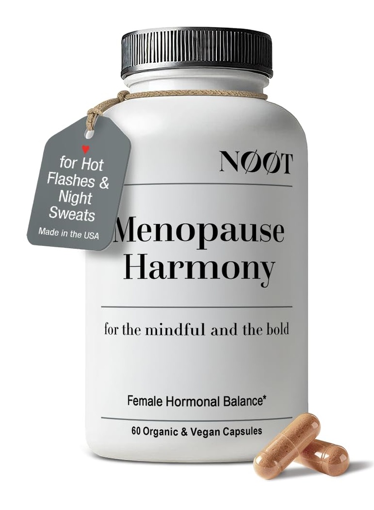 NOOT Menopause Harmony - Menopause Supplements for Women, Night Sweats & Hot Flash Relief, Hormone Balance for Women with Aguaje Fruit, Genistein and Vitex, Biohacking & Nootropics, 60 Capsules