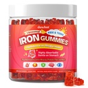 duwhot Iron Gummies for Kids Teen, Liposomal Iron Bisglycinate with Vitamin C, Chewable Iron Supplement plus Multivitamins, Minerals & More, Energy, Immunity & Blood Support, Sugar Free,Vegan,60 Chews
