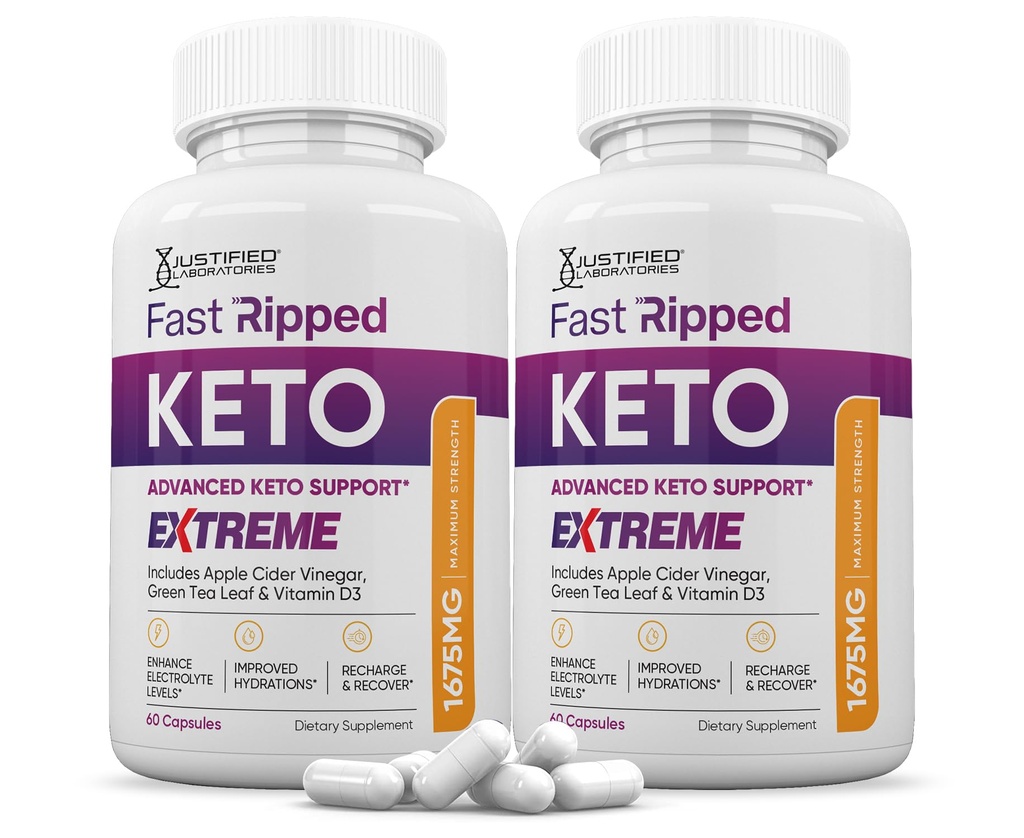 (2 Pack) Fast Ripped Keto ACV Extreme Pills 1675MG Keto Support Blend Capsule Alternative to Keto ACV Formulated with Apple Cider Vinegar Extra Virgin Olive Oil Powder Green Tea Leaf 120 Capsules