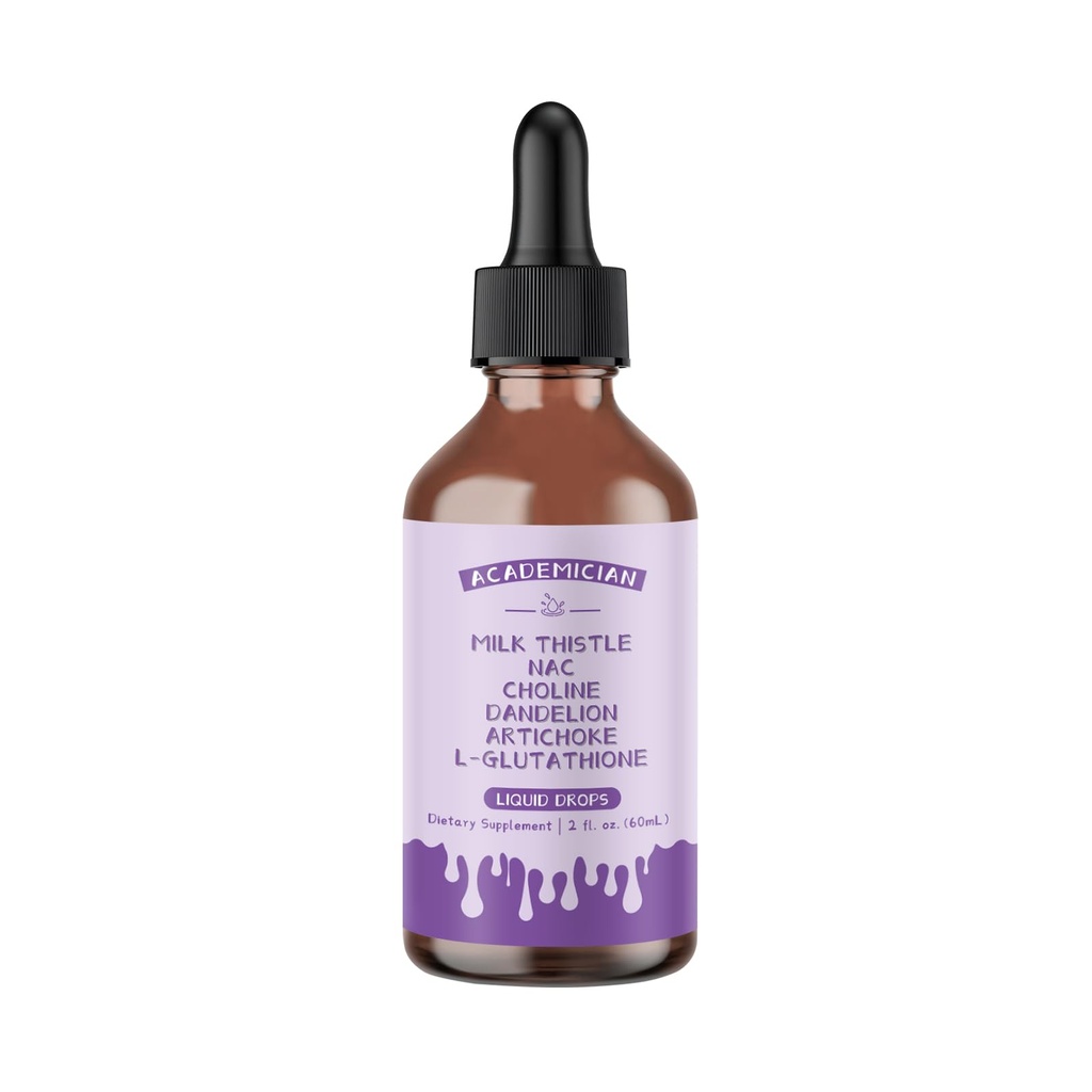 Milk Thistle Liquid with Dandelion Root Tincture Glutathione Drops Choline NAC Artichoke Extract Supplement - 60ml