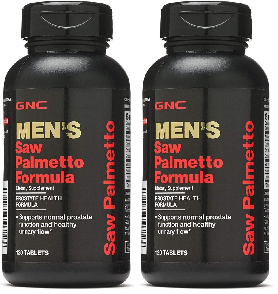 GNC Men's Saw Palmetto Formula, 120 Tablets, Supports Normal Prostate Function (Pack of 2)