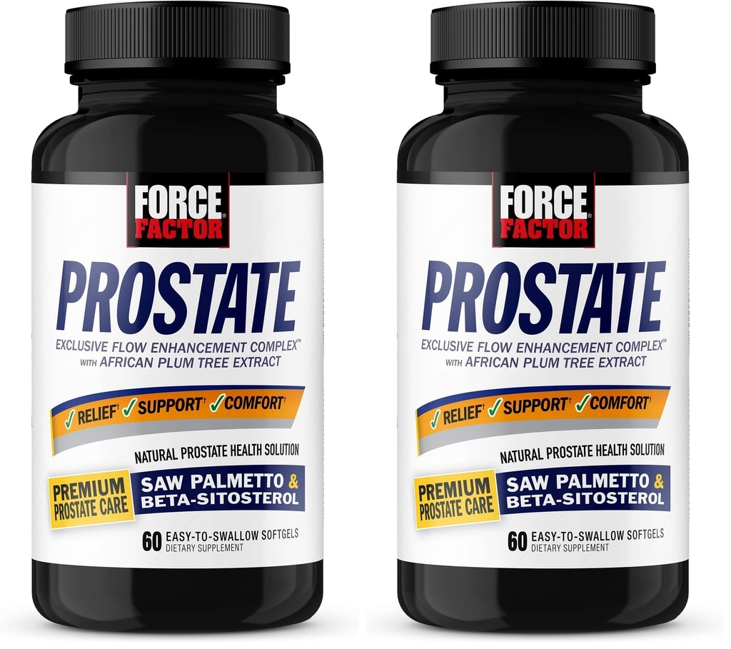 Force Factor Prostate Saw Palmetto and Beta Sitosterol Supplement for Men, Prostate Health/Size Support, Urinary Relief, Bladder Control, Reduce Nighttime Urination, 60 Softgels, (Pack of 2)