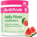 Belli Welli Fiber Supplement for Women & Men – Premium Daily Fiber Powder from Organic Acacia with Added Collagen, Electrolytes & Probiotics – No Bloat, Constipation & Gut Health Support (Watermelon)
