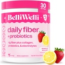 BelliWelli Fiber Supplement for Women & Men Premium Daily Fiber Powder from Organic Acacia with Added Collagen Electrolytes & Probiotics No Bloat Constipation & Gut Health Support(Strawberry Lemonade)