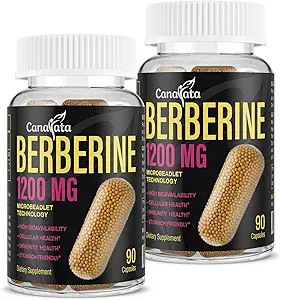 Berberine Supplement 1200mg - High Bioavailability Berberine HCL Microbeadlets,GLP-1 & AMPK Activator for Women Men 90 Vegan Capsules