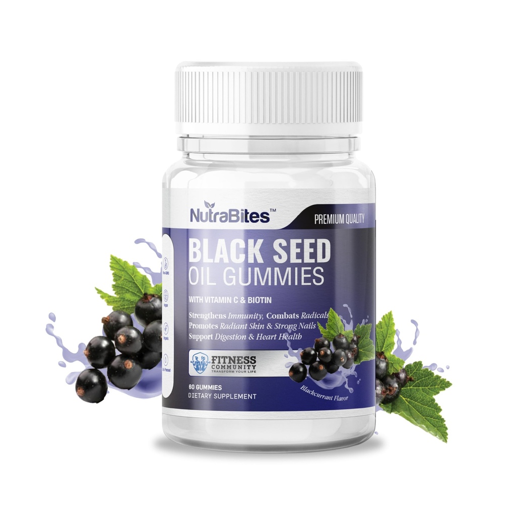 Black Seed Oil Gummies - 1000mg Cold-Pressed Nigella Sativa for Immune, Digestion & Heart Health - Antioxidant Support, Skin Radiance & Wellness - Organic & Vegan-Friendly (60 Count)