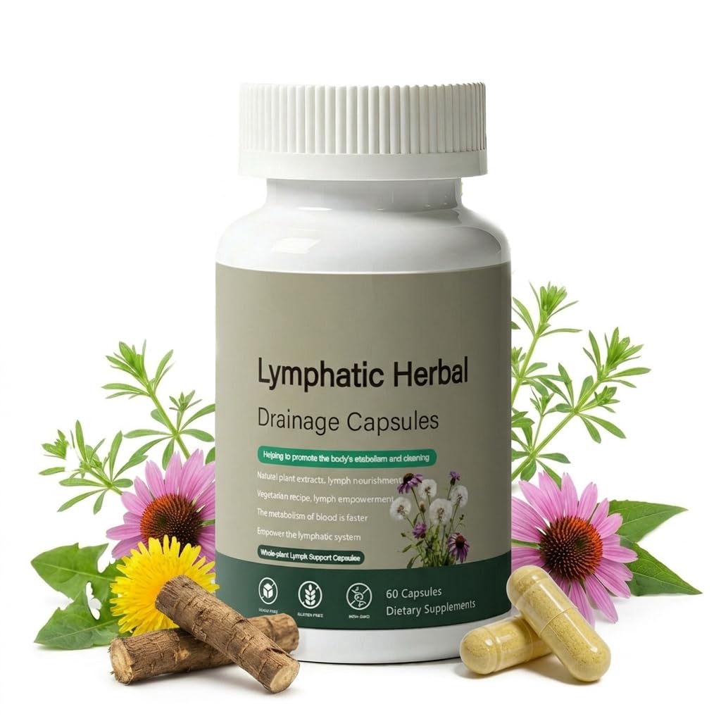 Lymphatic Drainage Capsules | Lymphatic Support Supplements with Dandelion, Burdock & Echinacea | Helps with Bloating & Fluid Balance for Immune Wellness | Non-GMO, Gluten Free, 60 Count