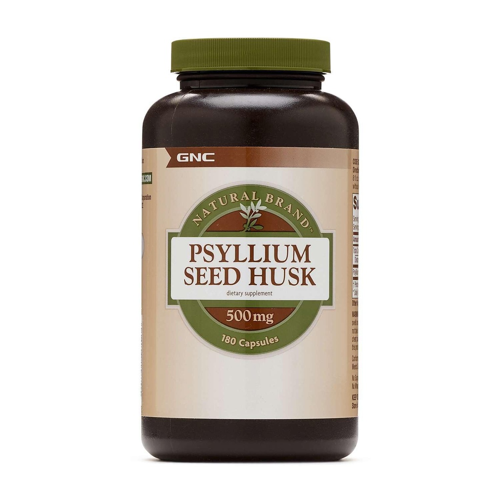 GNC Natural Brand Psyllium Seed Husk 500mg, Supports Digestive Health, 180 Capsules