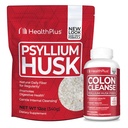 Health Plus Fiber & Cleanse Bundle – Psyllium Husk Powder & Colon Cleanse Capsules for Daily Detox, Constipation Relief, Gut Health & Heart Support – Natural Fiber Supplement Duo