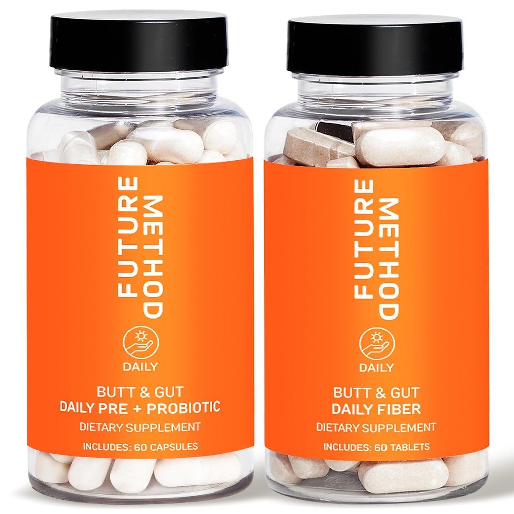 FUTURE METHOD Fiber Blend with Acacia & Psyllium Husk (60ct) and Synbiotic Probiotic + Prebiotic Complex (60ct) – Gut-Friendly Daily Support