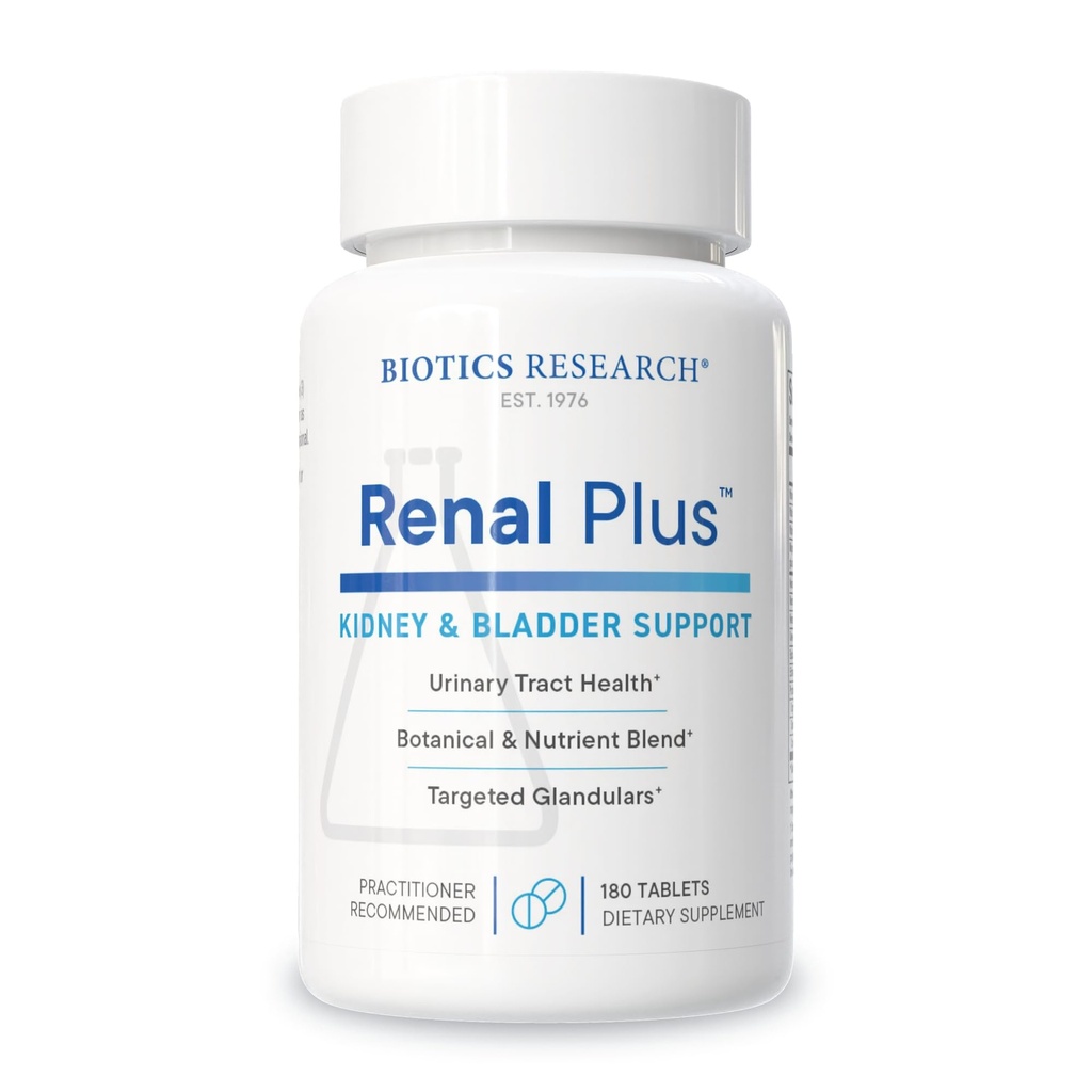 Biotics Research Renal Plus – Βοτανική, Γλαυκή και Διατροφική Υποστήριξη για την Βέλτιστη Νεφρική Λειτουργία. Υγεία των νεφρών και υποστηρίζει ουρολογική λειτουργία –Ulva ursi, φύλλο Buchu, εχινάκεια, βατόμουρο–180Tabs
