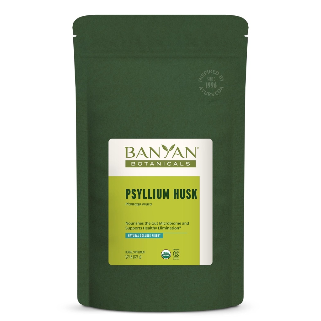 Banyan Botanicals Psyllium Husk – Organic Whole Husk Fiber – Natural Prebiotic & Source of Dietary Fiber – Supports Healthy Gut Microbiome & Metabolism* – 1/2 lb. – Non-GMO Sustainably Sourced Vegan