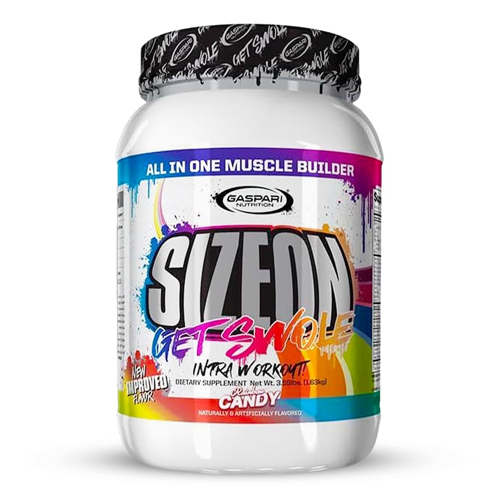 Gaspari Nutrition SizeOn, The Ultimate Hybrid Intra-Workout Amino Acid & Creatine Formula, Αυξημένος όγκος μυών και ανάνηψη μυών (3,59 λίρες, Rainbow Candy)