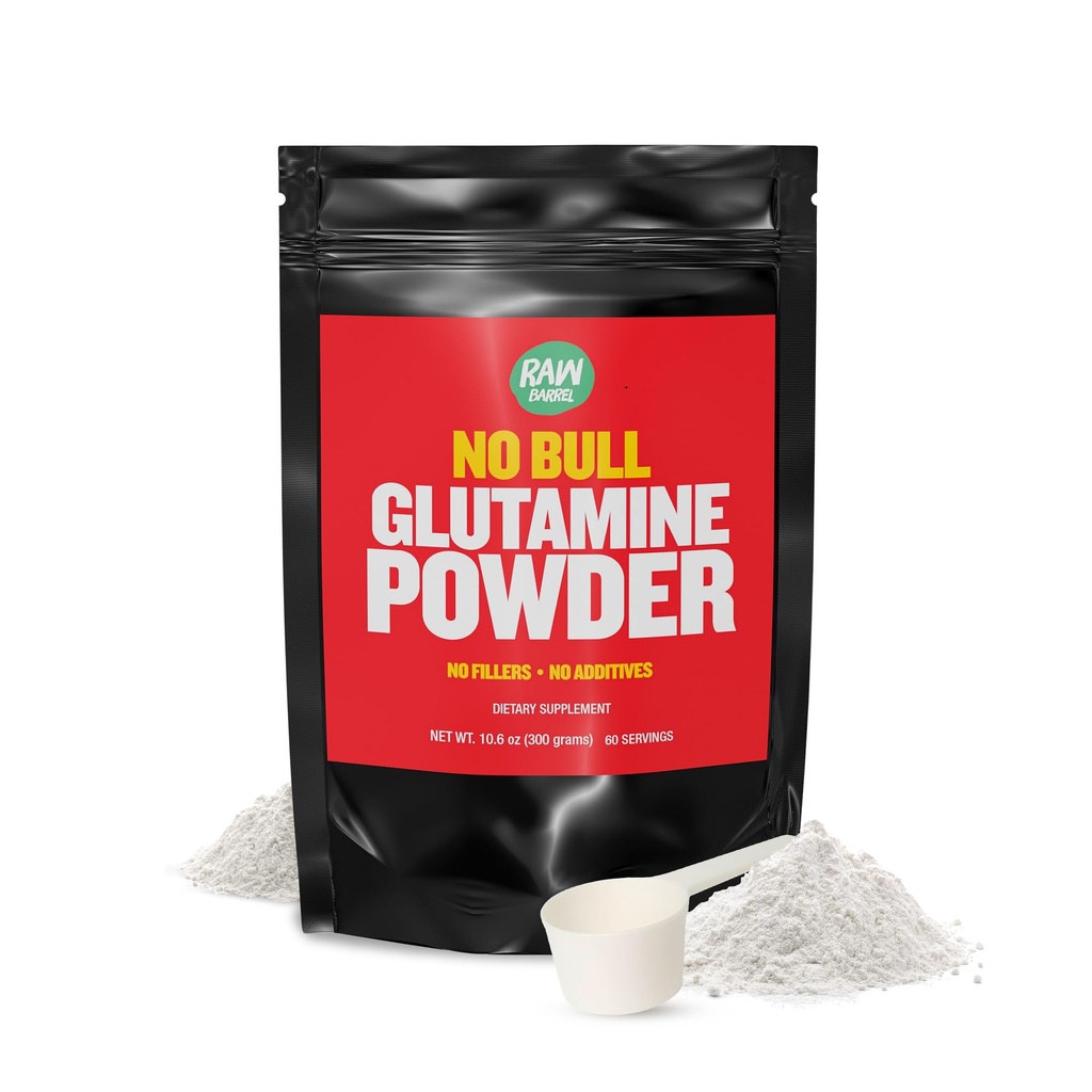 “No Bull” L-Glutamine Powder - Unflavored and Micronized Glutamine, Pure L Glutamine Powder, Non GMO, L Glutamine Supplement, Naturally Vegan, Vegetarian and Gluten Free, 300g