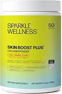 Sparkle Wellness VERISOL Bioactive Hydrolyzed Collagen Peptides | Collagen Powder with Vitamin C & Hyaluronic Acid for Hair, Skin, and Nail Health | Skin Boost Plus (Acai Lemonade) [50-Serves]
