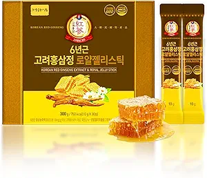 6-Year Korean Red Ginseng Extract & Royal Honey | 30 Sticks | Sweet Flavor | 70mg Ginseng, 15% Australian Honey | Energy, Focus, Fatigue, Immune Support | Daily Supplement for Men & Women
