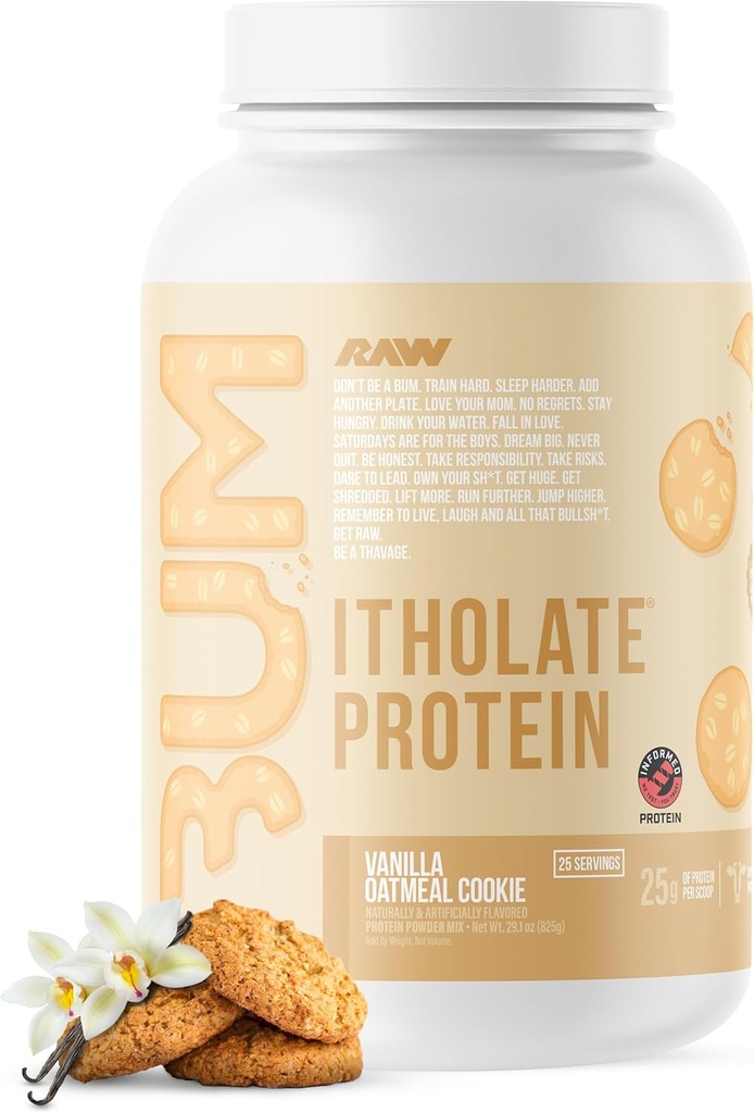 RAW Whey Isolate Protein Powder, Vanilla Oatmeal Cookie (CBUM Itholate Protein) - 100% Grass-Fed Sports Διατροφή για την ανάπτυξη των μυών & την αποκατάσταση - χαμηλής περιεκτικότητας σε λιπαρά, χαμηλής περιεκτικότητας σε υδατάνθρακες, φυσικά αρωματισμένο - 25 υπηρεσίες