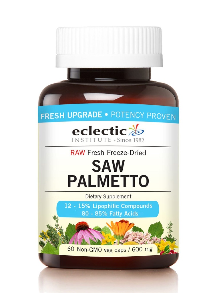 Eclectic Saw Palmetto 600 Mg Fduv with Glass, Blue, 60 Count