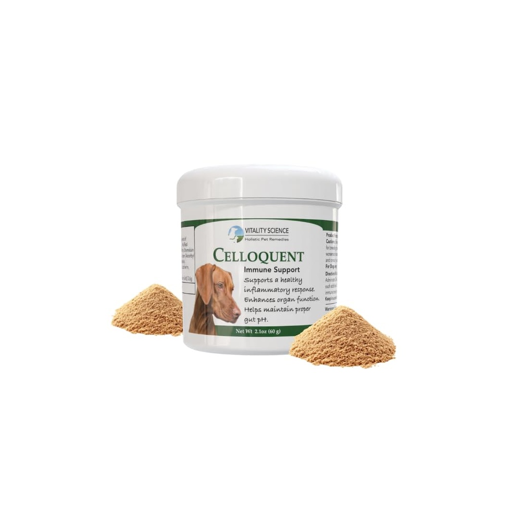 Vitality Science Celloquent for Dogs | Enhanced Immune Support Formula | Maintains Proper Gut pH and Boosts Organ Function | Aids in Healthy Inflammatory Response | 100% Safe & Natural (60G)