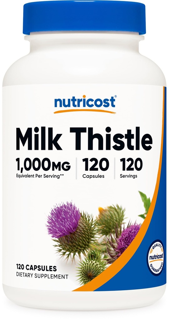 Nutricost Milk Thistle Extract 120 Capsules for 120 Servings Per Bottle - Vegan, Non-GMO and Gluten Free
