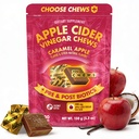 YouChews Apple Cider Vinegar Chews – 500 Mg Organic Apple Cider Vinegar Gummies with Prebiotics & Postbiotics | Gut Balance Support | Low Sugar Apple Cider Gummies | Caramel Flavor | 30 Chews Pack